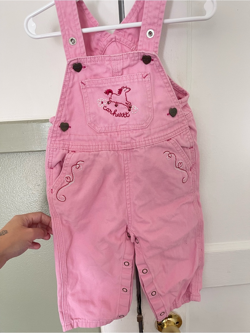 Carhartt Pink Embroidered Pony Girls' Overalls